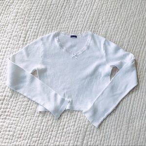 BRANDY MELVILLE Waffle Weave Crop Top with Lace